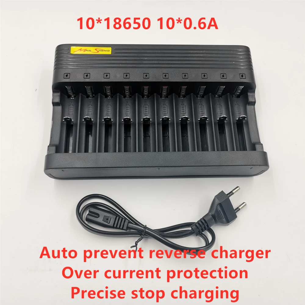 18650 Charger Ten slots Ten charge Lithium battery Charger Ten independent charging Fast charging 16340 Charger 10*0.6A 6A