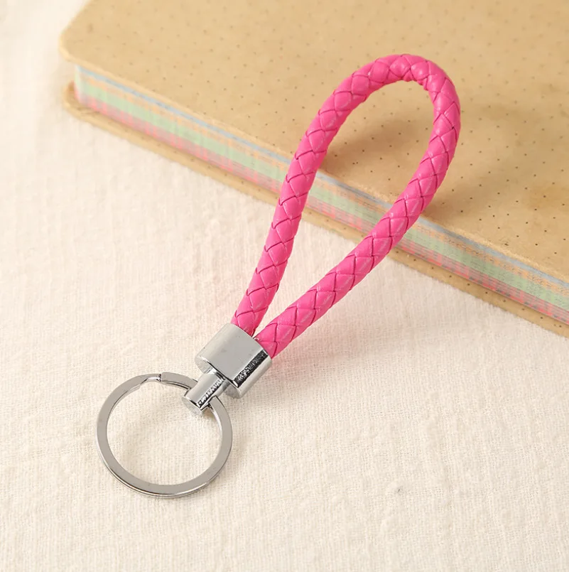 Handwork Weave Leather Keychain Cute Baubles Accessories For Bags Keychain Ring Multicolor Simple Car Keychain  YS-314