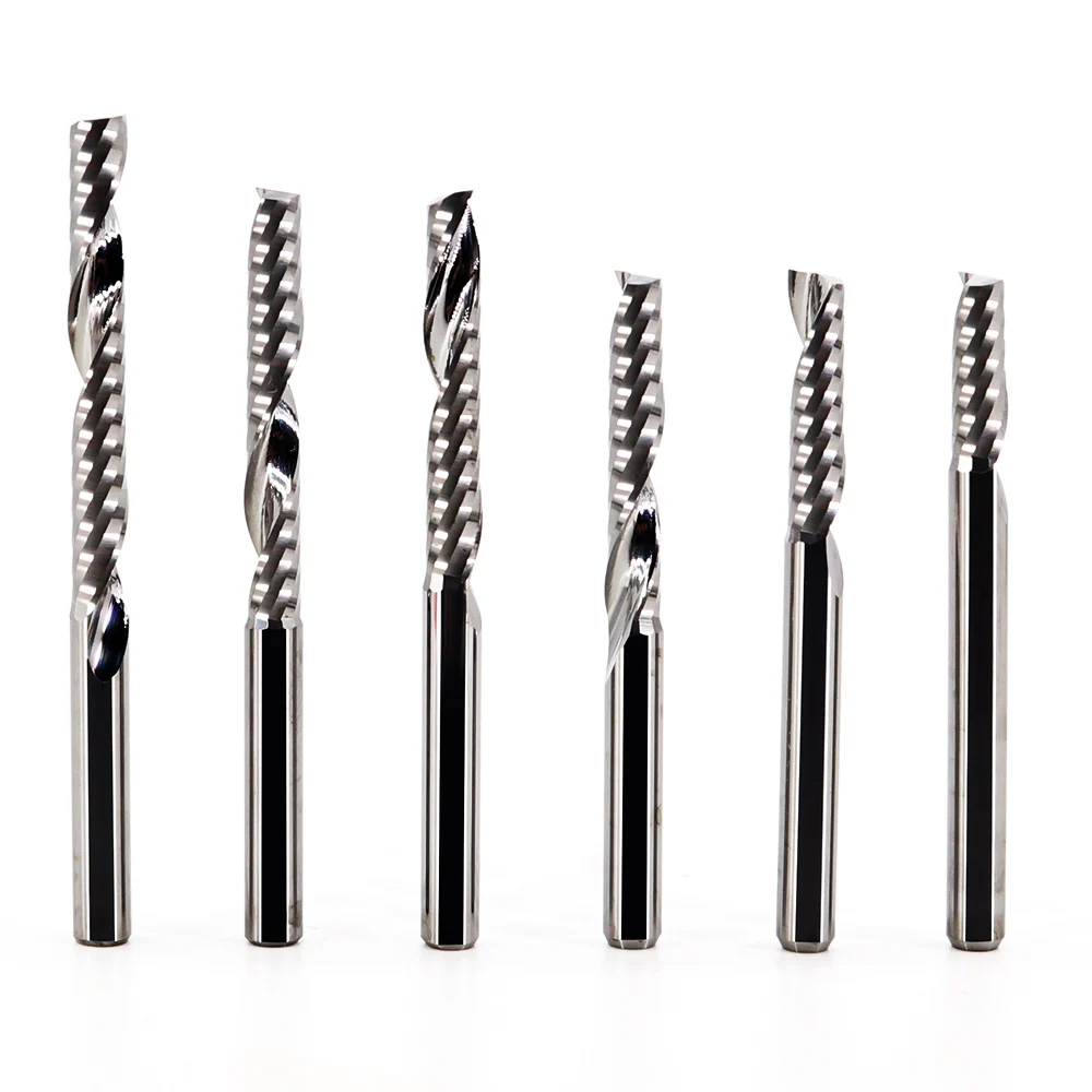 VACK 5A CNC Router Bit Engraving Cutter Carbide Spiral End Mill 3.175 /4/6 Shank Single Flute Millings For Woodworking Aluminum