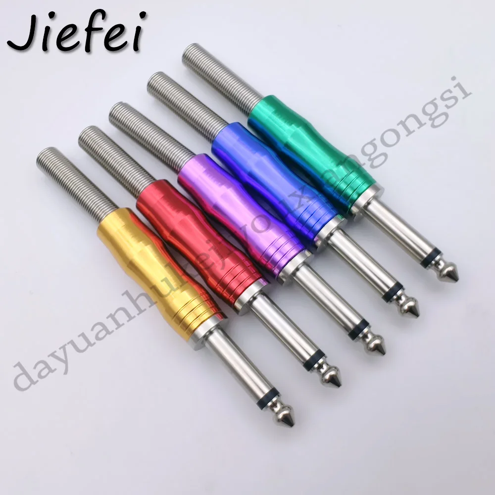 5-100pcs 5 Colors 6.35mm Male 1/4 Mono Jack Plug Audio Connector Soldering Connector with Spring
