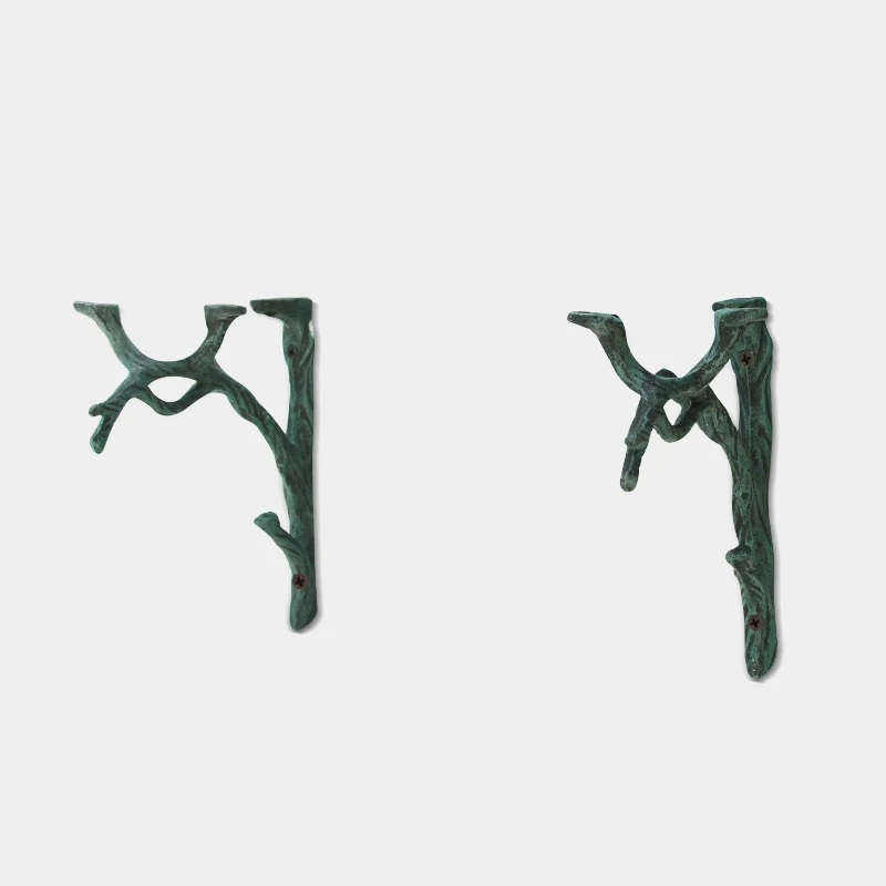 Black Green Tree Branch Cast Iron Wall Hook In European Vintage Country Accents Handmade Rough Home Garden Decor Storage Racks