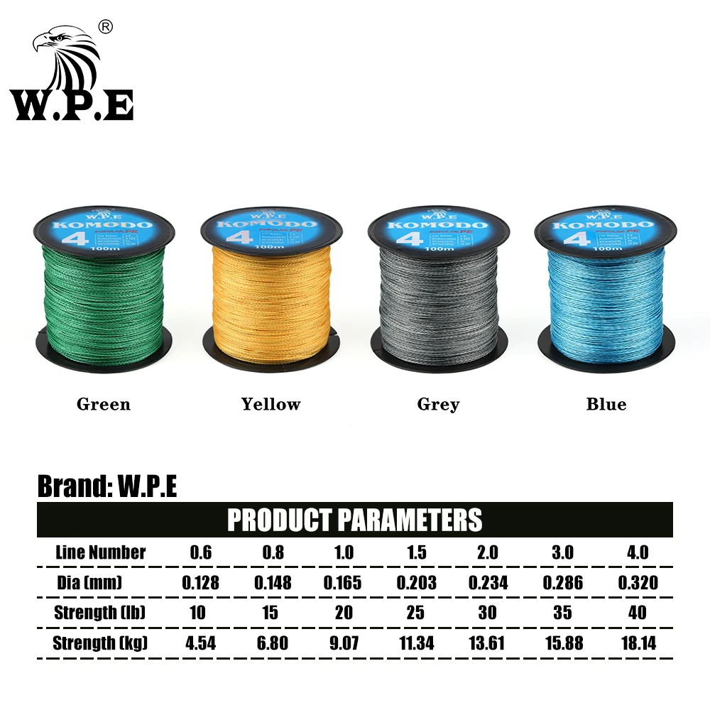 W.P.E. Komodo sedal trenzado 4 hebras 10-40lb - imagen 5