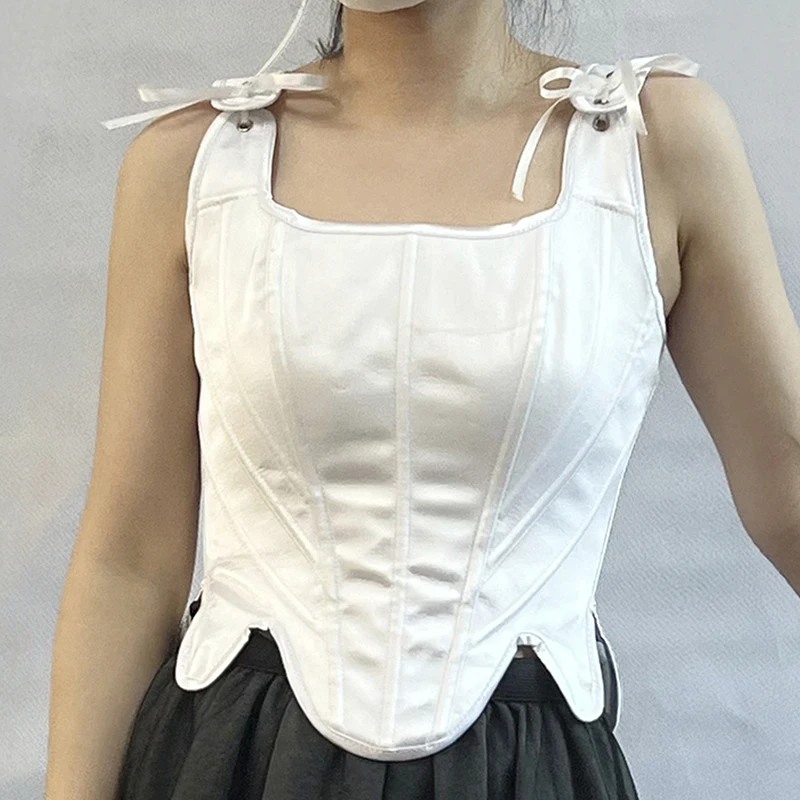 Women's Stain Overbust Corset Tops 2025 New Fashion Designer Bridal Corset and Bustiers Wedding Vest for Ladies White Color