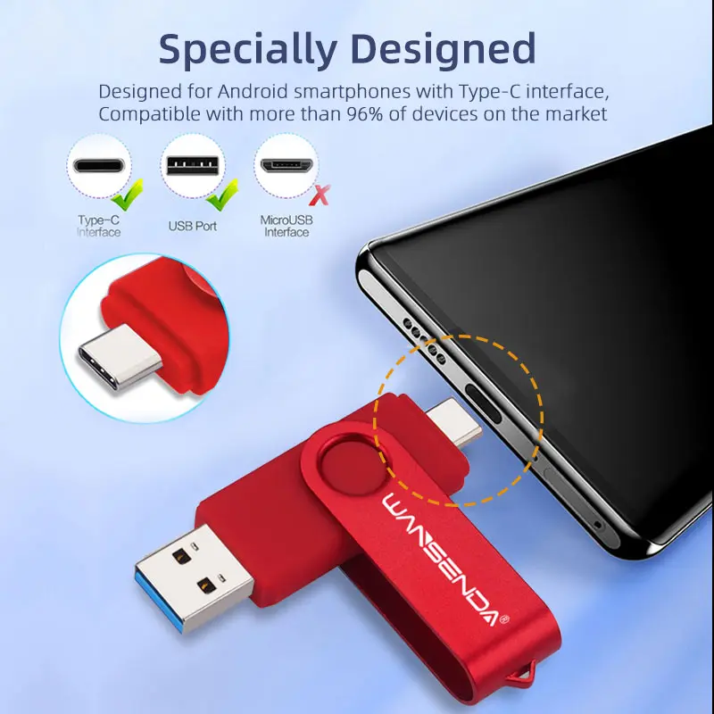 Type-c Two-in-One USB Flash Drive 16G 32G 64G 128G Computer Mobile Phone Dual-Use USB Flash Drive Rotating USB 3.0 Business