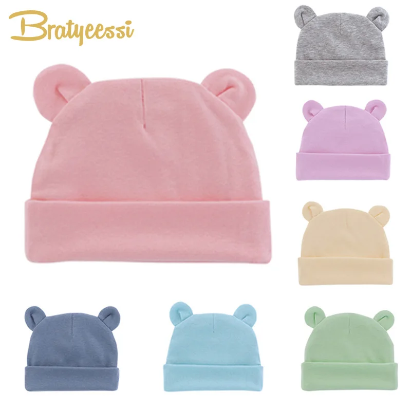 Soft Newborn Hat Baby Beanie Cotton Infant Bonnet Baby Cap for Girls Boys Kids Hats Newborn Photography Props Accessories 0-12M