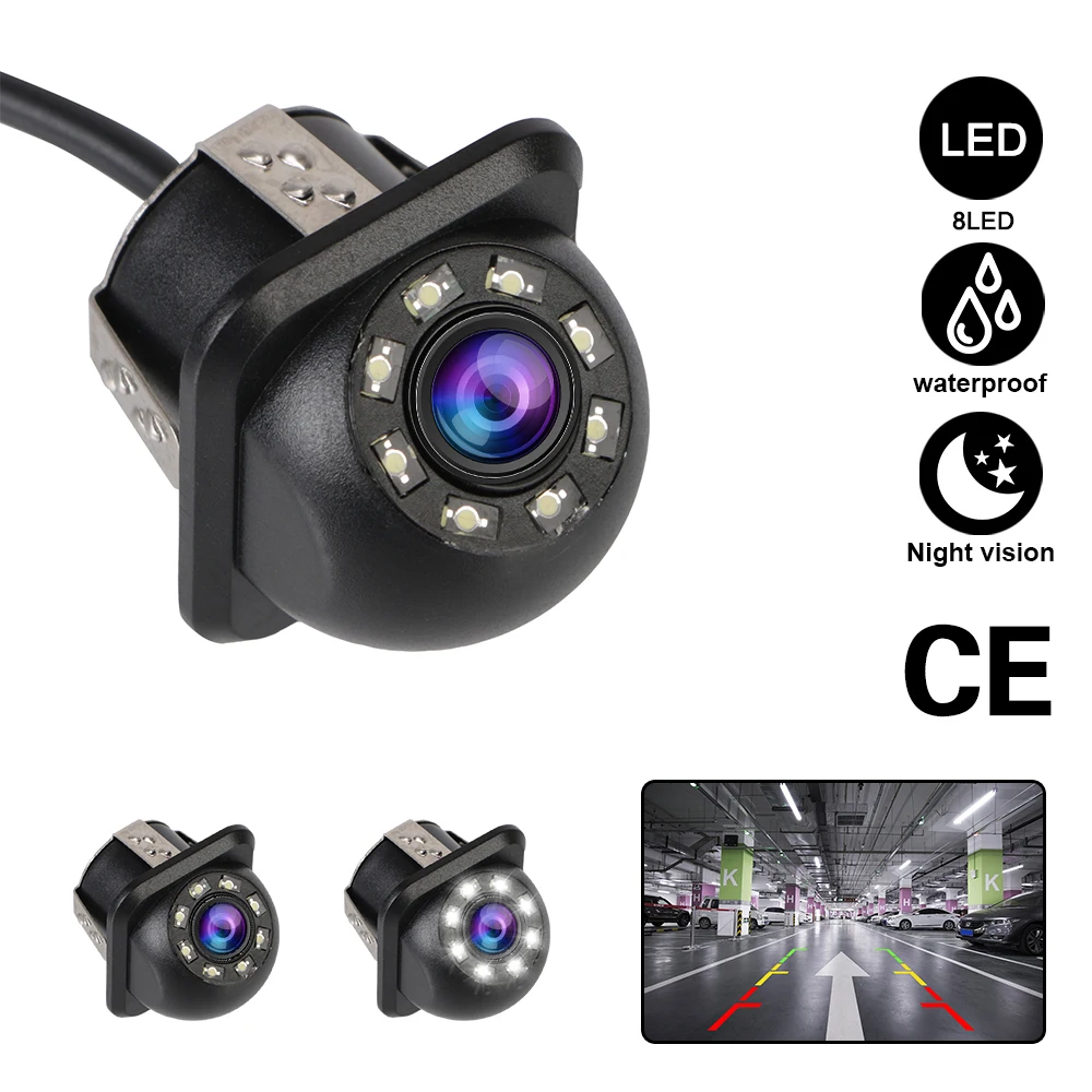 Wide Angle Backup Camera Parking Monitoring 170° Car Rear View Camera Car Infrared Night Vision Auto Parking Assistance 8 LED