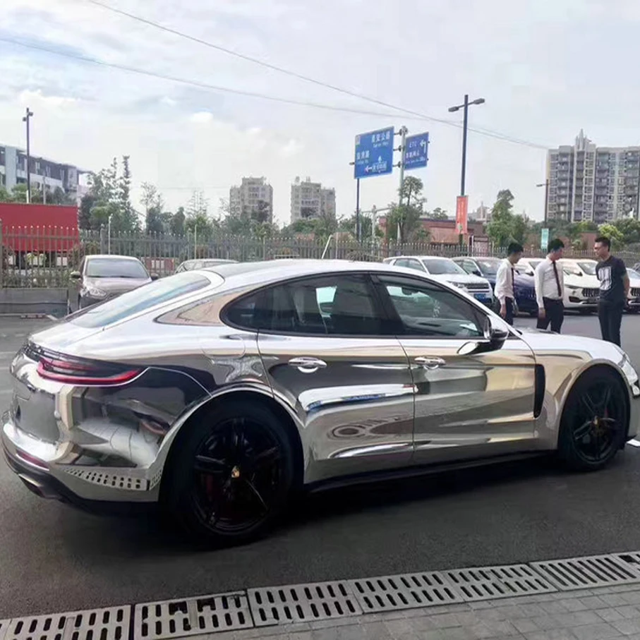 60cm*18m/Roll Flexible Silver Chrome Mirror Vinyl Wrap Film Car Sticker Decal Sheet Air Bubble Free Self Adhesive Car Wrapping