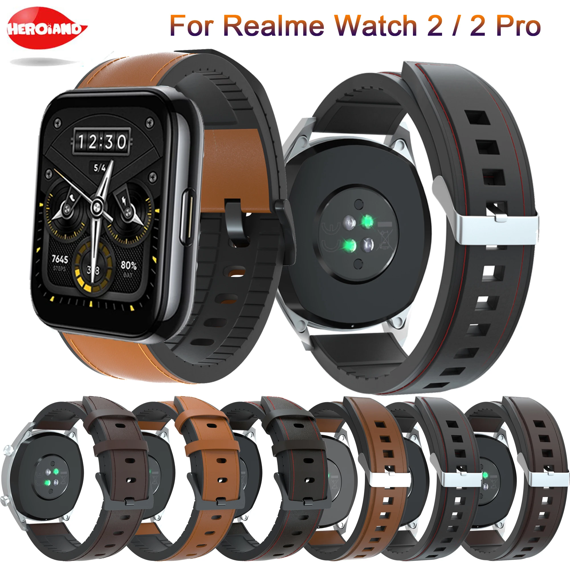 새로운 클래식 실리콘 가죽 스트랩 Realme 시계 2 프로 스마트 워치 손목 팔찌 Realme 시계 S / pro Watchband Correa