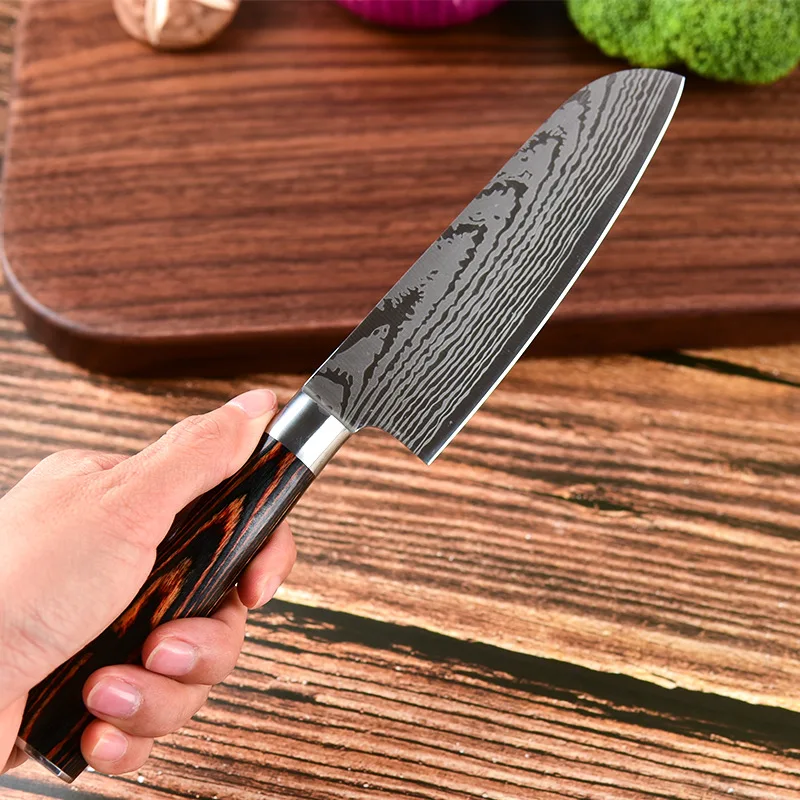 Coltello da affettare giapponese da 8 pollici coltello da cuoco damasco coltello da cucina Twosun coltello affilato in acciaio inossidabile coltello da frutta per carne