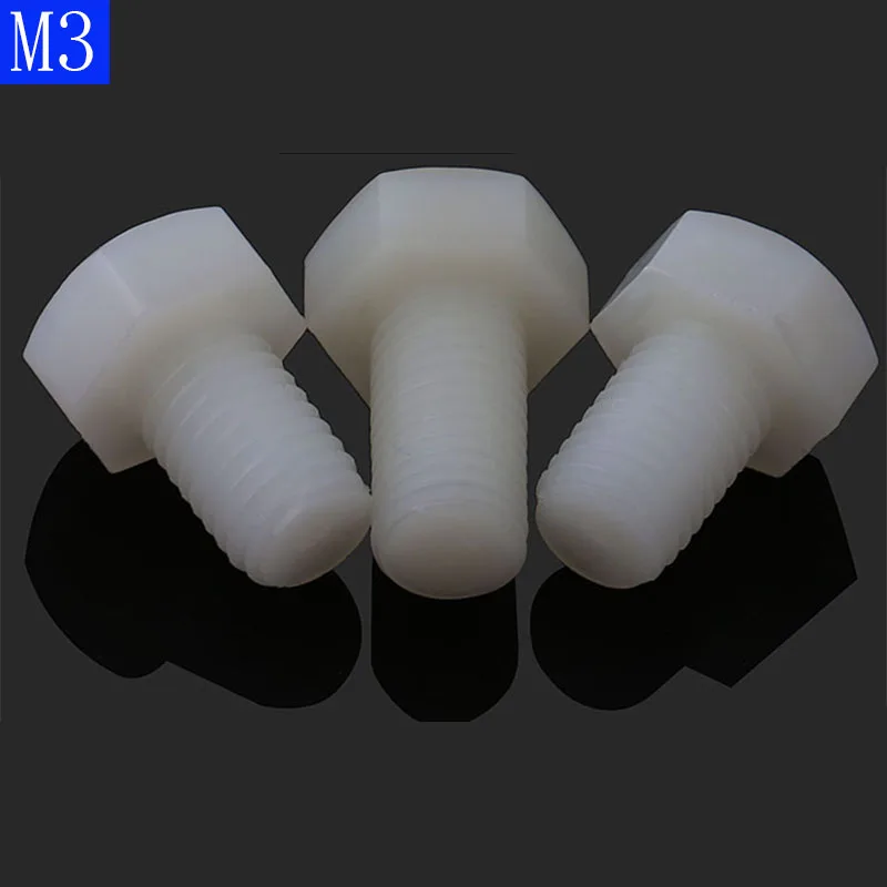 M3 x 0.5 White Plastic Nylon External hex Black Plastic Nylon Hexagon Head Cap Set Screws bolts DIN 933