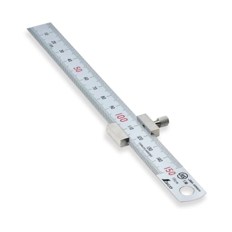 Japanese Shinwa stainless steel ruler thickened steel ruler high precision 15 / 30 cm ruler slider