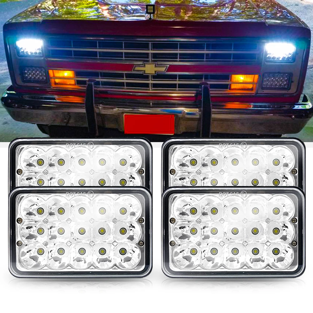 트럭 헤드 램프 4x6 "LED H4 Led 작업 조명 교체 DRL DOT EMARK, Peterbilt 직사각형 헤드 라이트 379 378 357