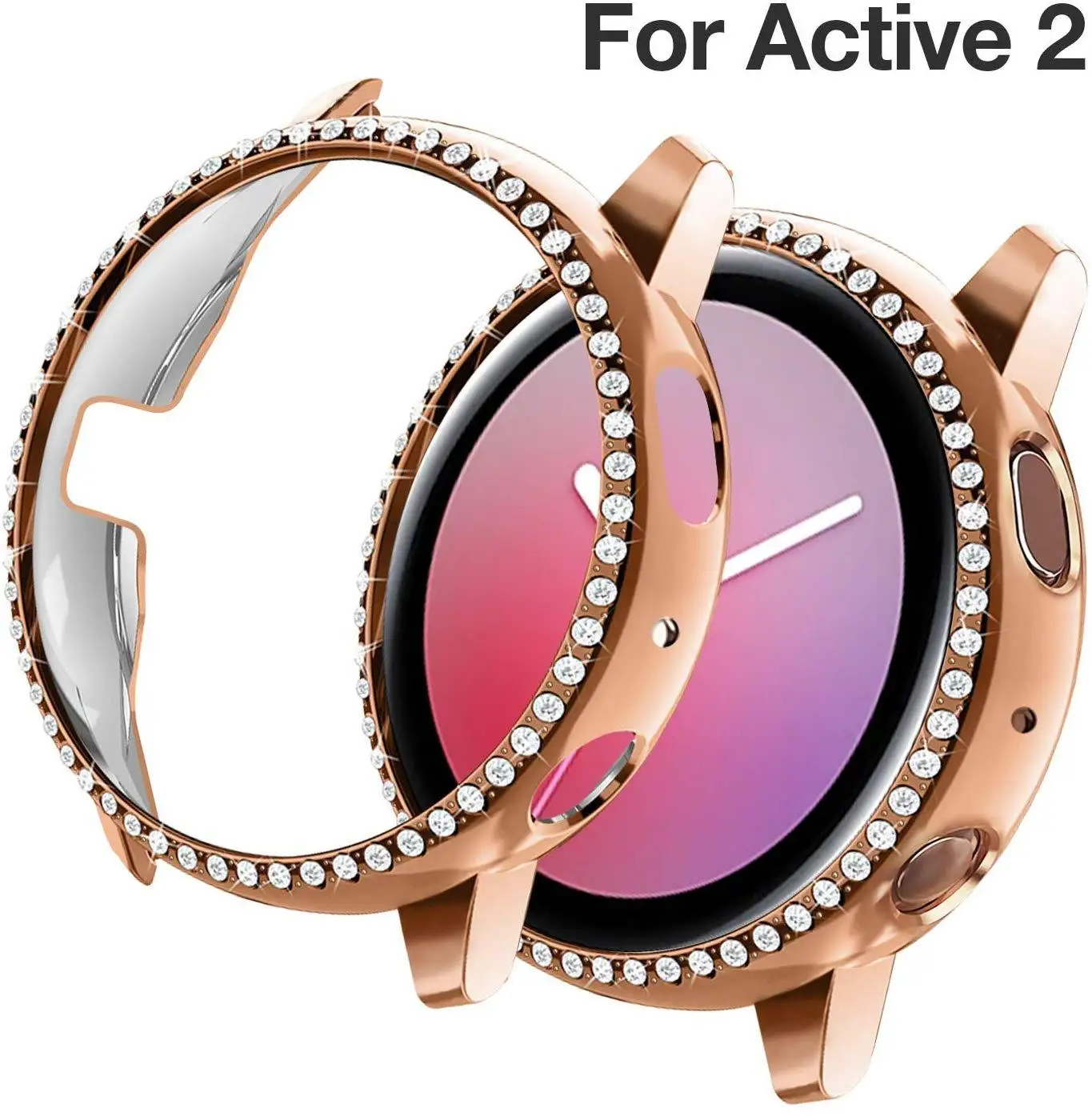 40mm 44mm Luxury Diamond Protective Case for Galaxy Watch Active 2 High Quality Fashion Metal Case for  Galaxy Watch Active 2