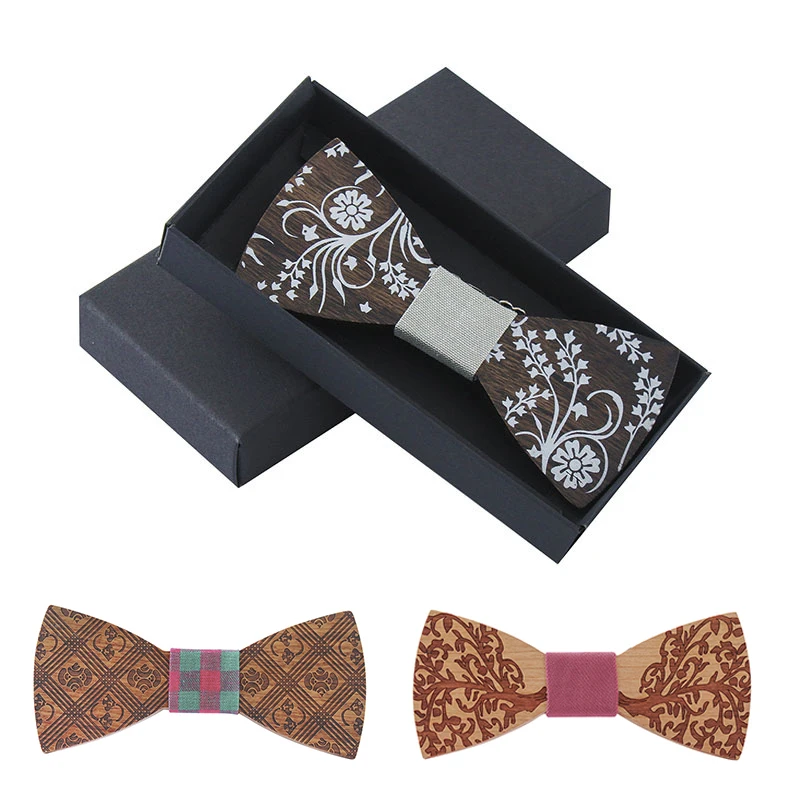 

GUSLESON Fashion Designer Wooden Bow Tie Gentleman Groom wood necktie Wedding Party Bow Ties Wooden Tie For Man Accessories
