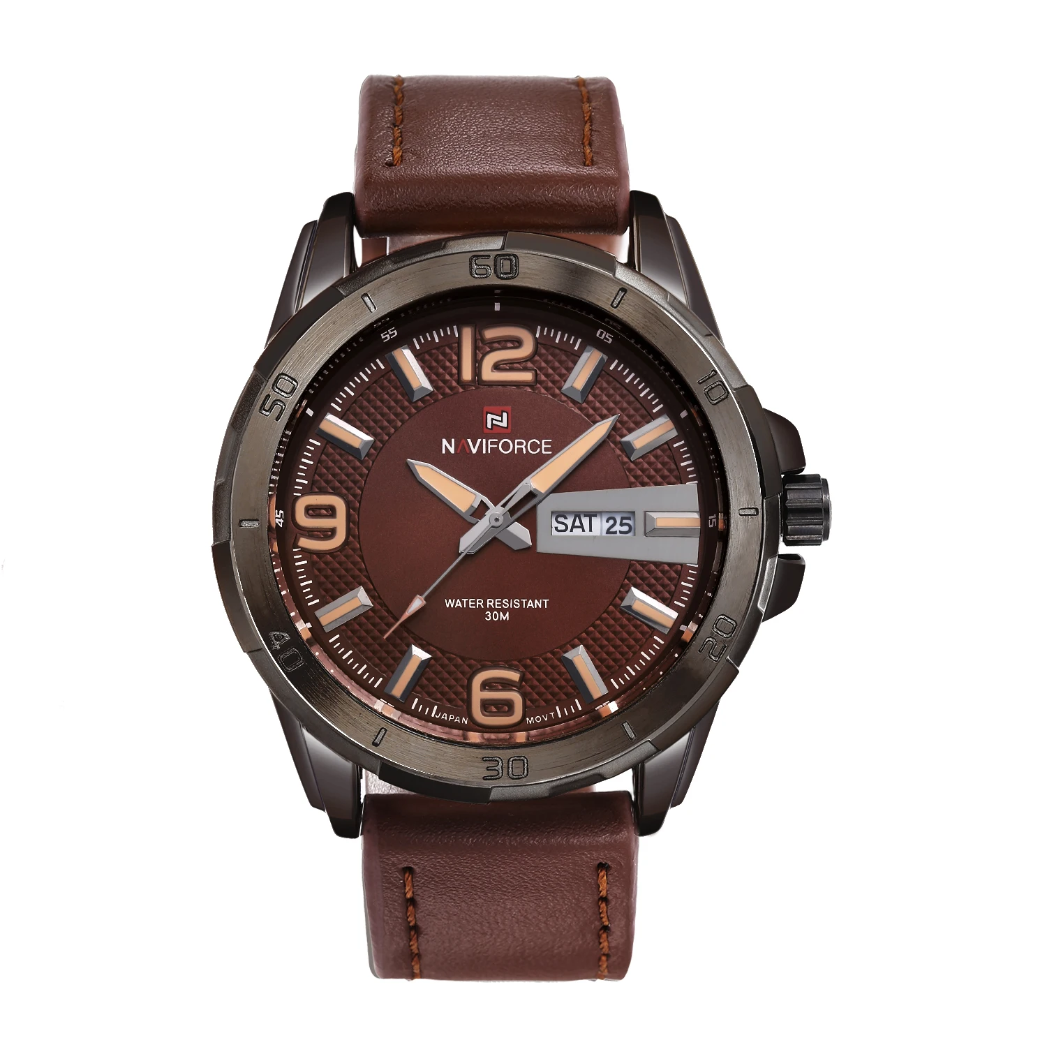 NAVIFORCE Brand Mens 30M Waterproof Sport Watch Men leather quartz watches auto date week Watches Clock military wristwatches