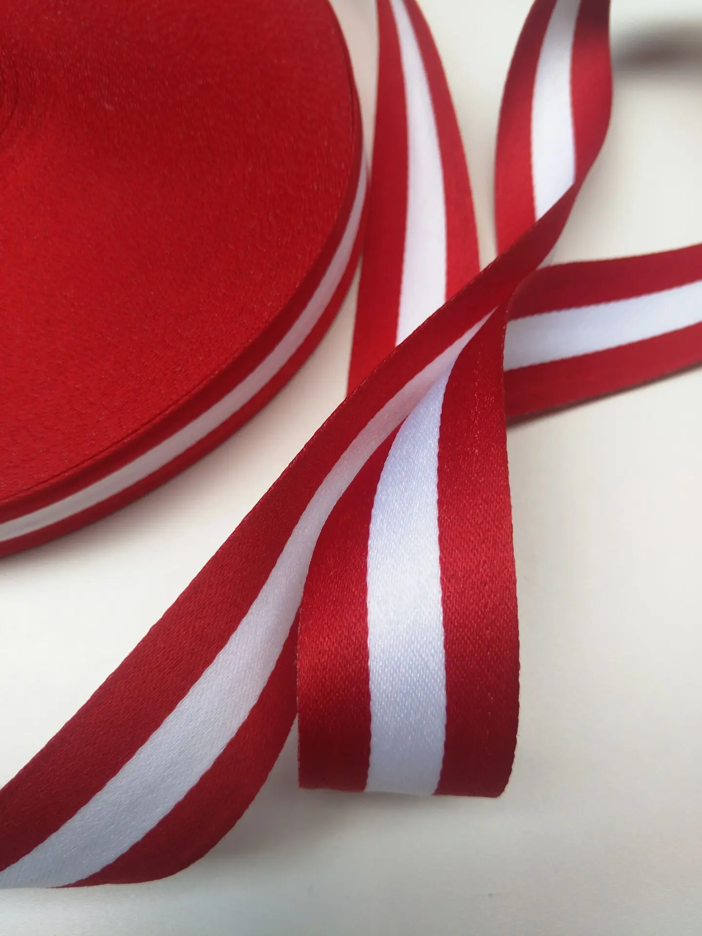 3M/lot 10mm 15mm 25mm DIY Gift packing webbing decoration belt red white stripe ribbon DIY Handmade Sewing Accessories material