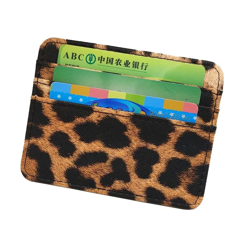 Nuovo stile Leopard Pattern Bank porta carte d'identità portafoglio piccolo Mini custodia in pelle PU per uomo donna con 6 slot