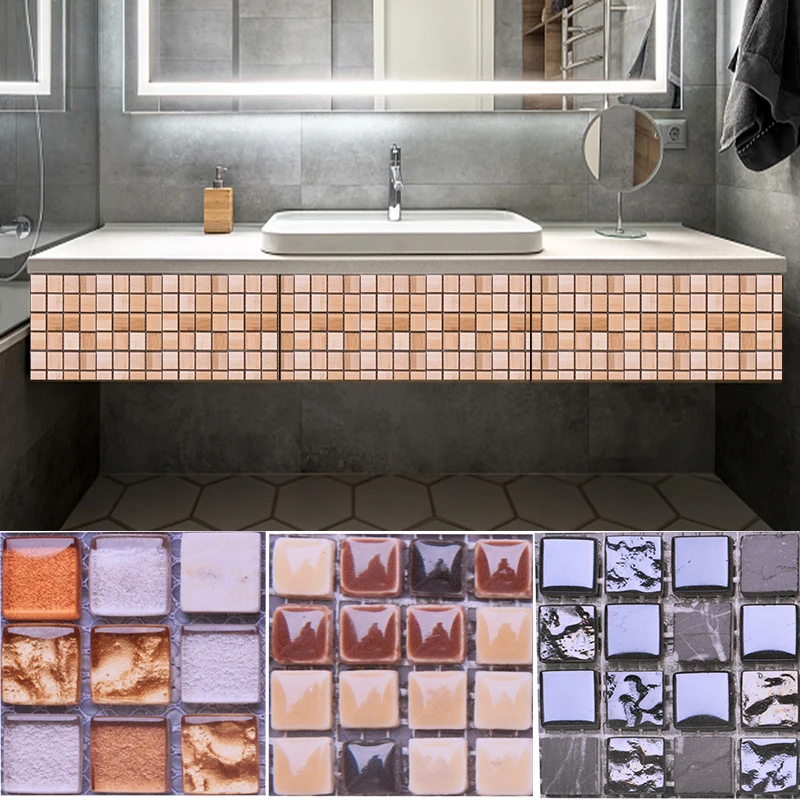 10 sztuk 10*10CM mozaika wodoodporna ściana naklejki symulacja płytki samoprzylepne naklejki ścienne DIY Home łazienka dekoracje kuchenne — zdjęcie 7