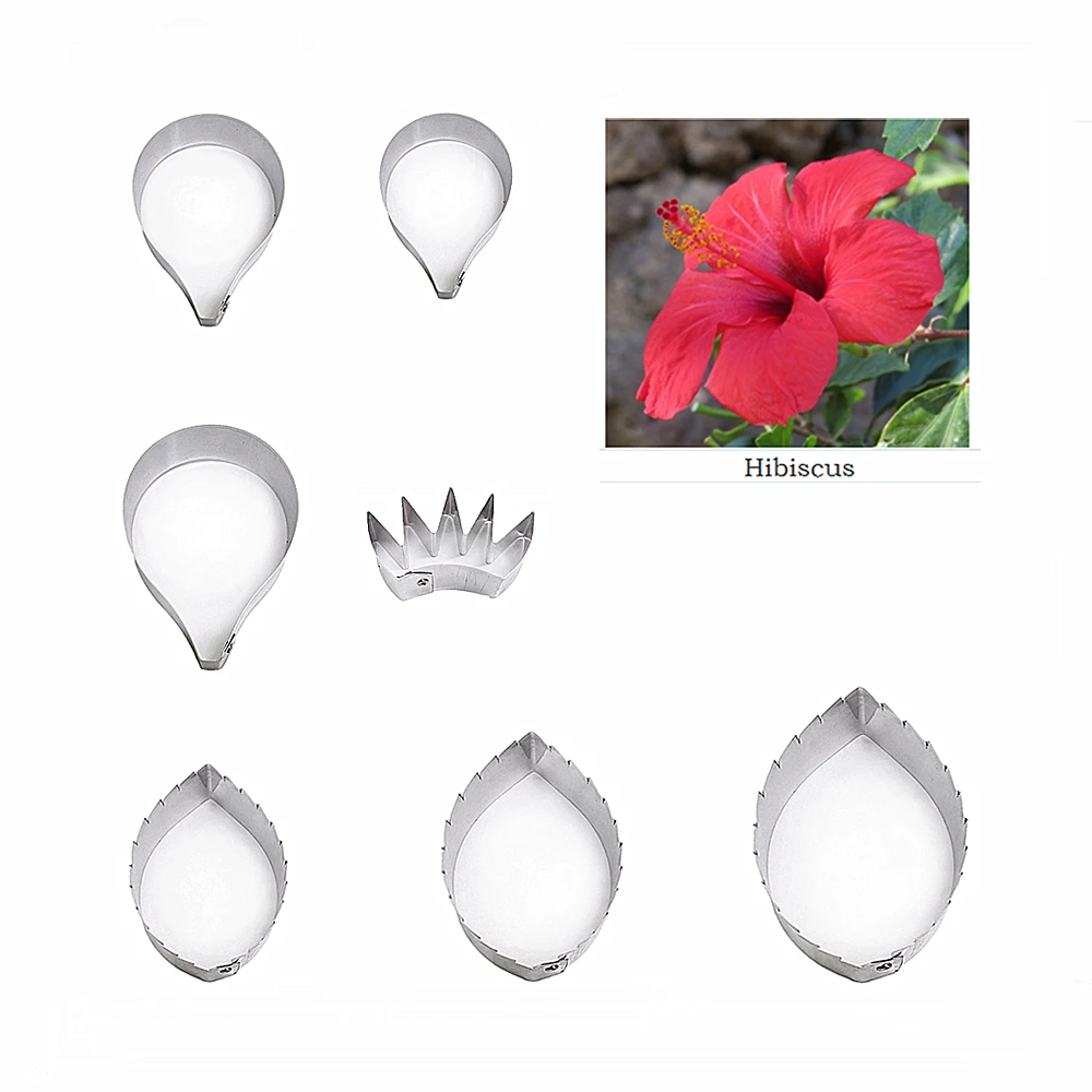 Hibiscus  fondant sugar flower cutters baking cake decorations Polymer Clay Cold Porcelain gumpaste tools