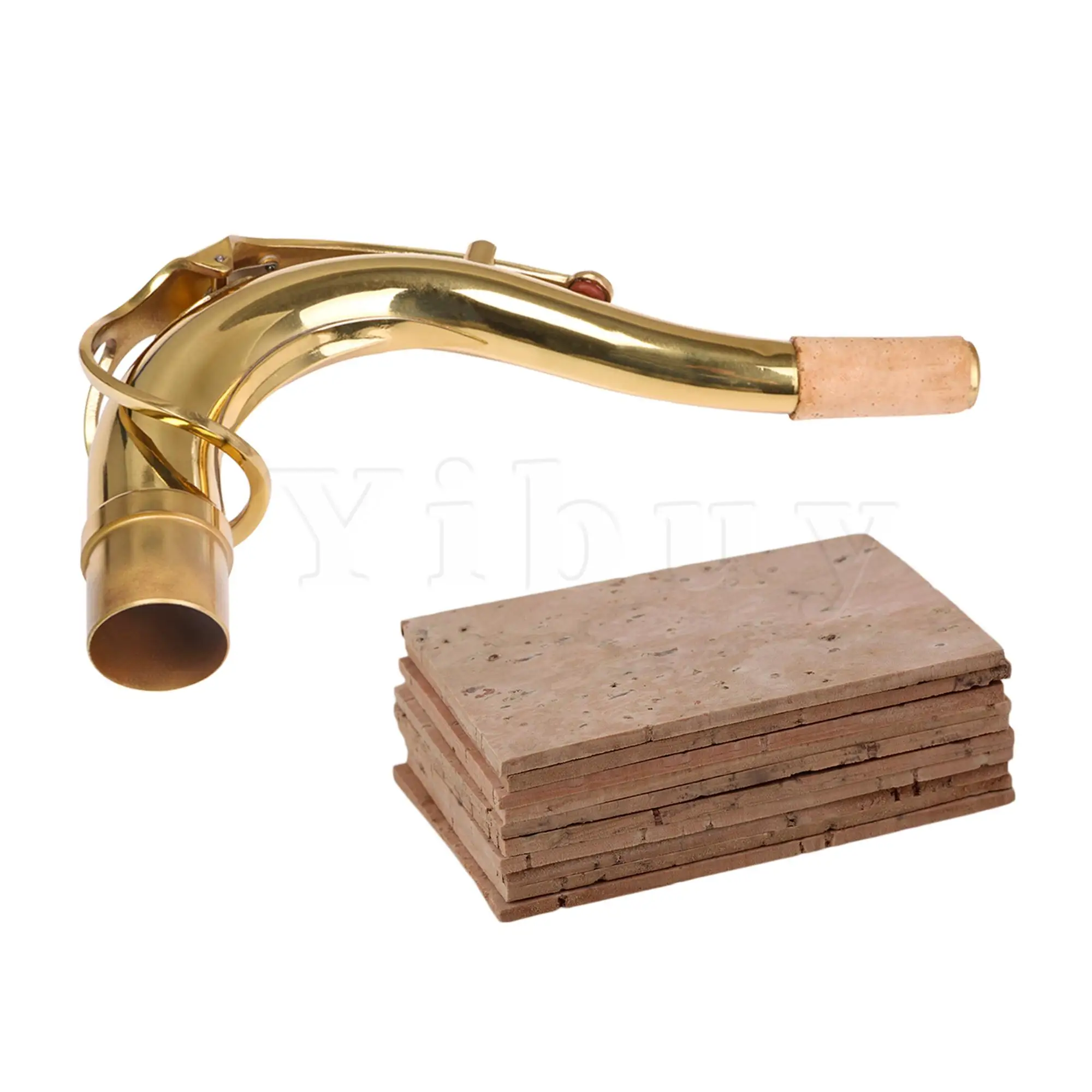 

Yibuy 27.8mm Brass Tenor Sax Elbow Bend Neck with 10pcs Sax Neck Cork Sheet 2mm