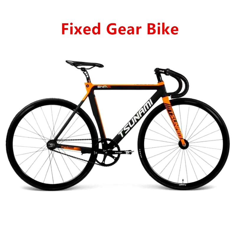 Tsunami Fixed Gear Bike SNM300 Frame Racing Track Bicycle Flat Spoke Wheels Aluminum Alloy Frame 700C 23C Tires