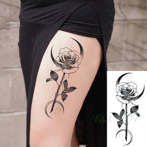 Waterproof Temporary Tattoo Sticker Moon Rose Flower Necklace Element Fake Tatoo Flash Tatto Arm Leg Art  for Women Men