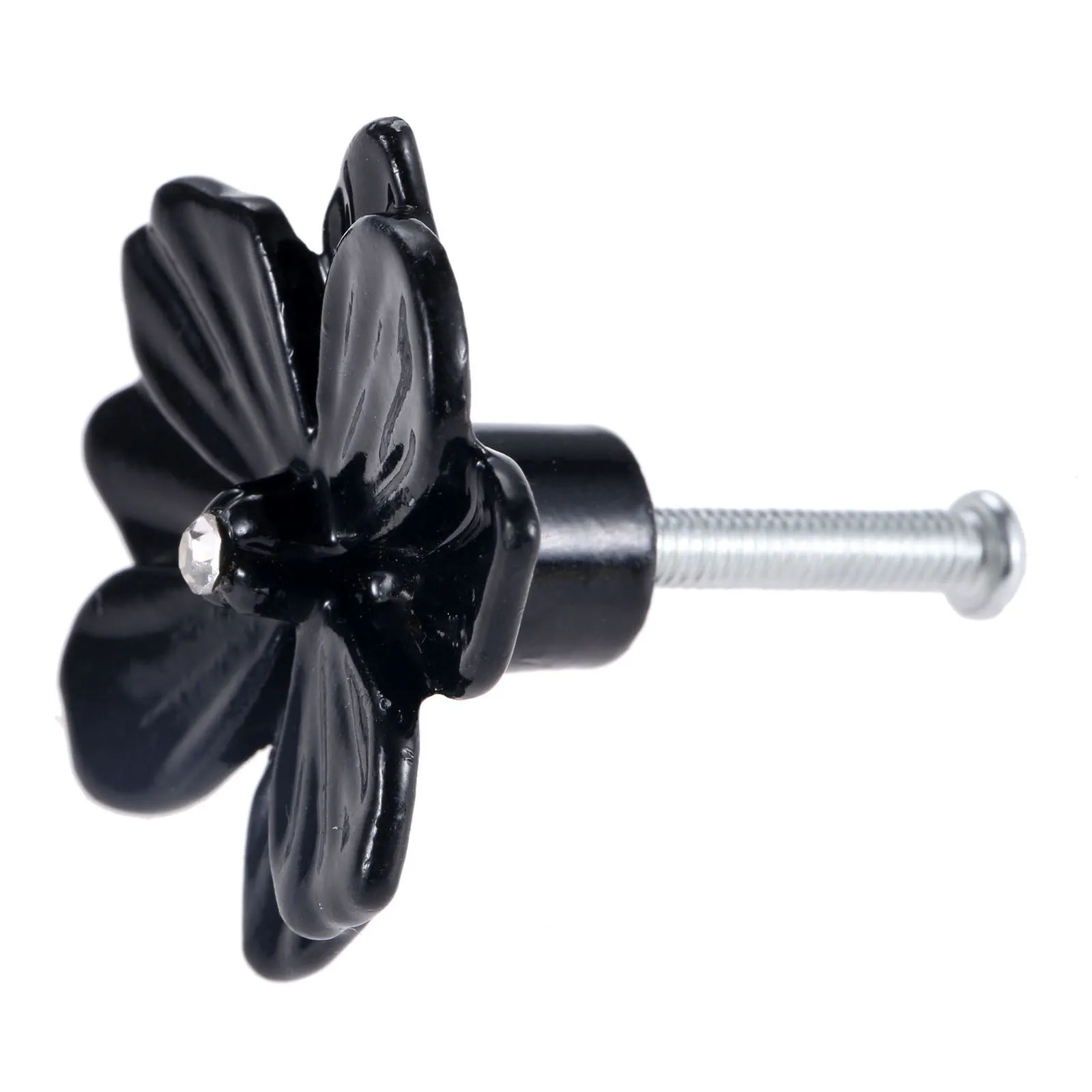 1set Black Rose Knob w/screw Vintage Alloy Single Hole Furniture Handle Flower Pull Cabinet Door Cupboard Drawer Kitchen 41*37mm