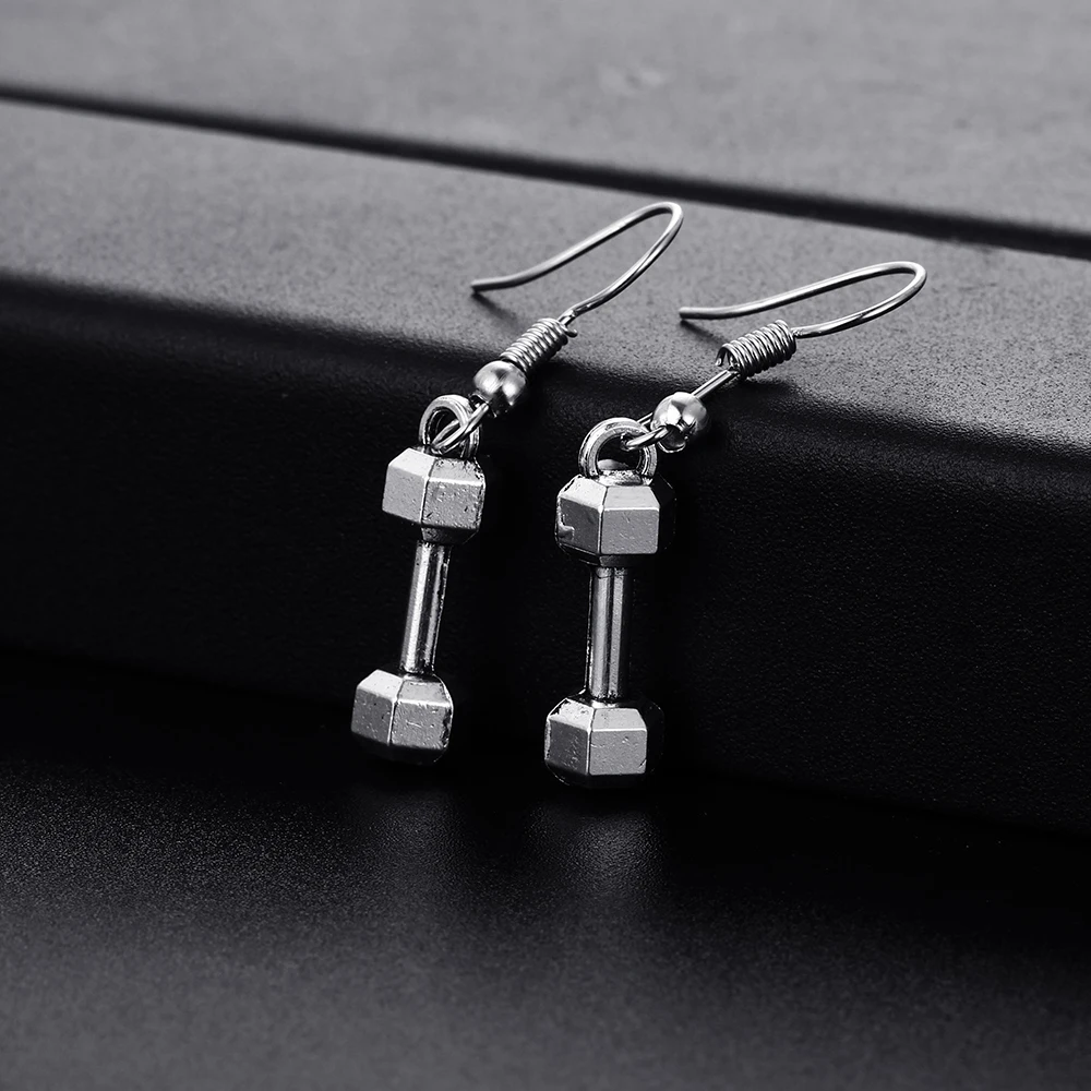 Vintage weights dumbbell Shape Dangle Earrings for Women Girl Retro Drop Earrings Cute Small Object Earring Jewelry Bijoux