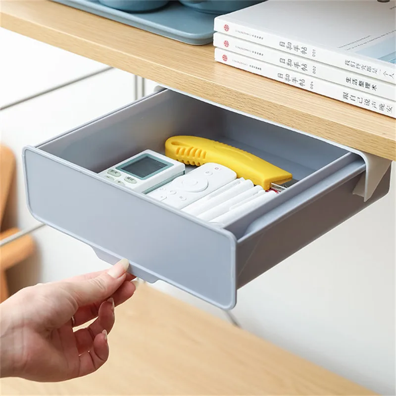 

2021Multifunctional kitchen cabinet paste storage box Drawer dust-proof storage box hidden drawer storage box under the table