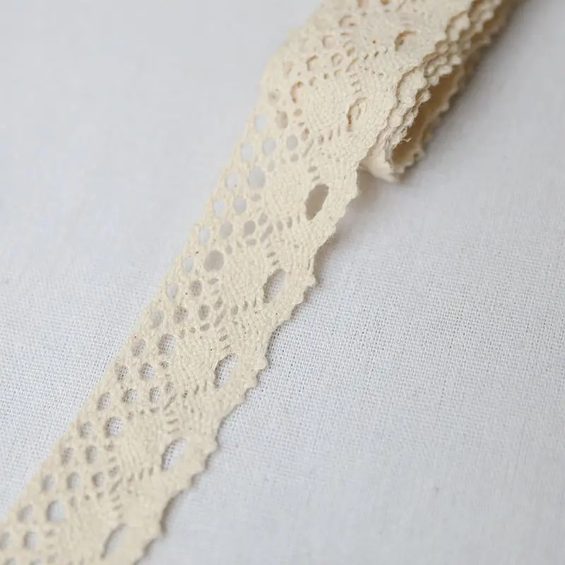 5Yards 3-7CM Beige White Embroidery Lace DIY Handmade Wedding Party Craft Gift Packing Patchwork Cotton Crocheted Lace Ribbon