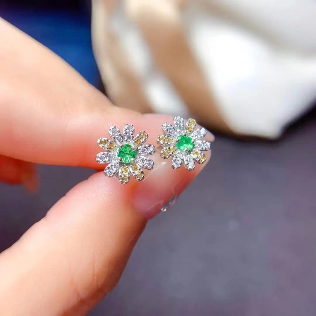 

Fashion Silver Tsavorite Stud Earrings for Young Girl 3mm 100% Natural Tsavorite Silver Earrings 925 Silver Tsavorite Jewelry