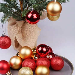 24pcs 3 centimetri Palla Di Natale Decorazione per La Casa Albero Bagattella Oro Argento di Plastica di Natale Appeso Palle Per Albero Di Natale Felice Anno Nuovo 2021