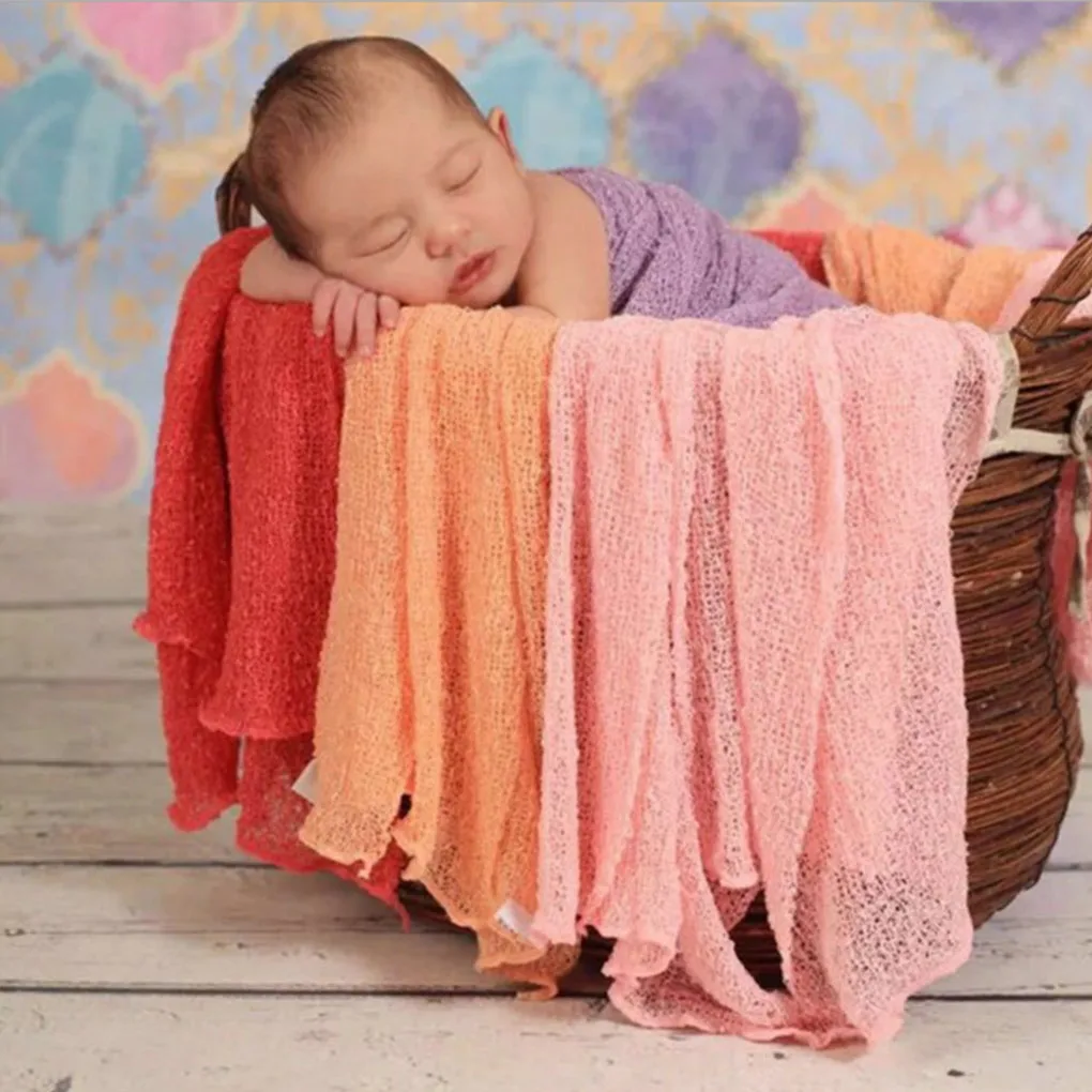 Venda quente do bebê fotografia adereços cobertor envolve estiramento malha envoltório recém-nascido foto envolve pano acessórios