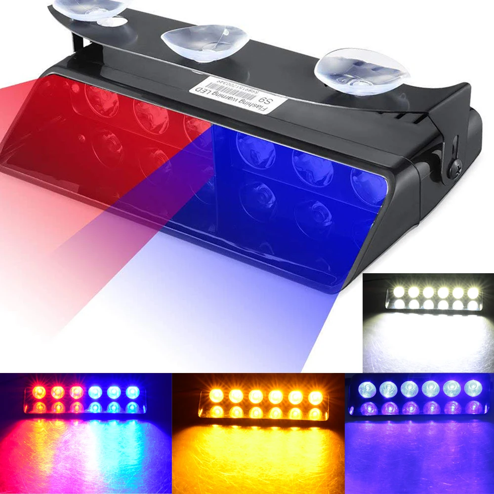 

6 LED Emergency Police Dash Light Car Truck Front Windshield Flashing Lamp Red Blue Vehicle Warning Strobe Fog Lights