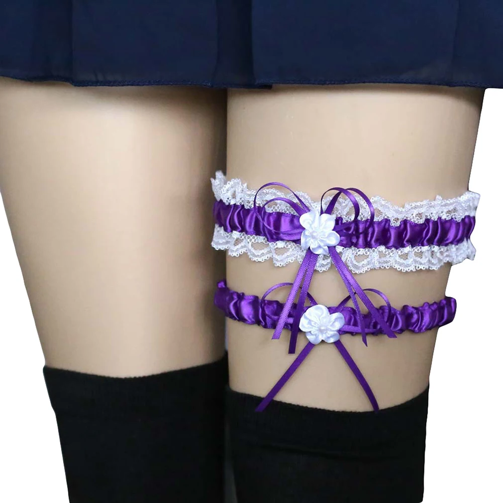 2Pcs/Set Fashion Leg Garter Belt Sexy Women Girl Bridal Lingerie Wedding Party Cosplay Lace Bowknot Leg Garter Belt Suspender