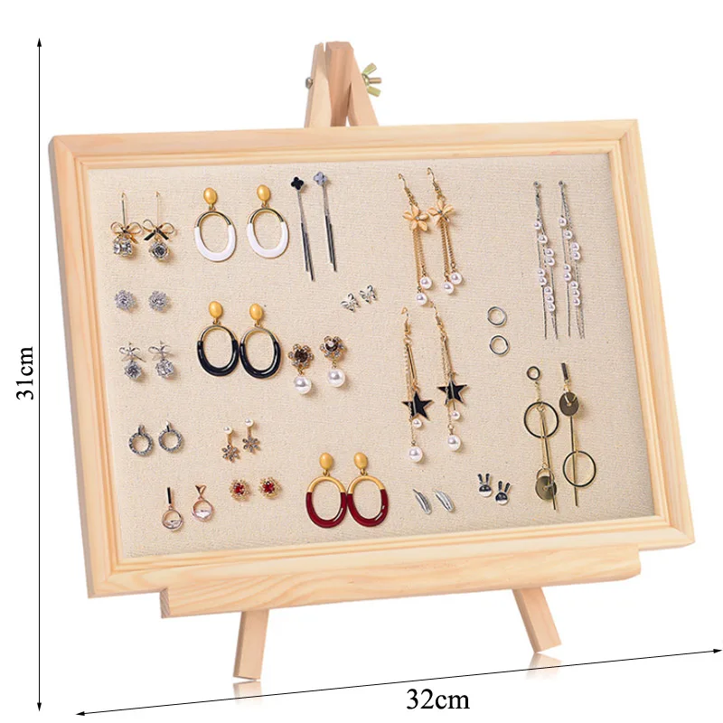 Wooden Bottom Set Display Earrings Ring Necklace Watch Jewelry Shelf Jewelry Stand Counter Pendant Jewelry Display Stand