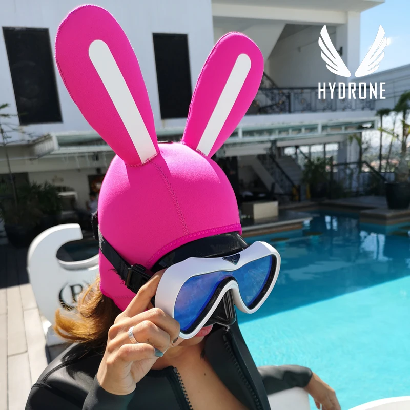 Rabbit Ears Wetsuit Hood 3mm Scuba Hood with Bunny Ears Novelty Diving Hat Thermal Surfing Cap for Women Children