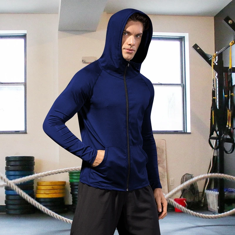 Winter Men Zipper Hooded Running Jacket Sports  Outdoor Windproof Warm Coat Training Tracksuit Cycling Coat Bike Sports Jackets