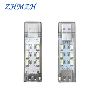 ZHMZH 12LEDs Mini Lamp USB LED Night Light Male to Female Interface Stackable Dual Emission Reading Light Ultrabright Book Light