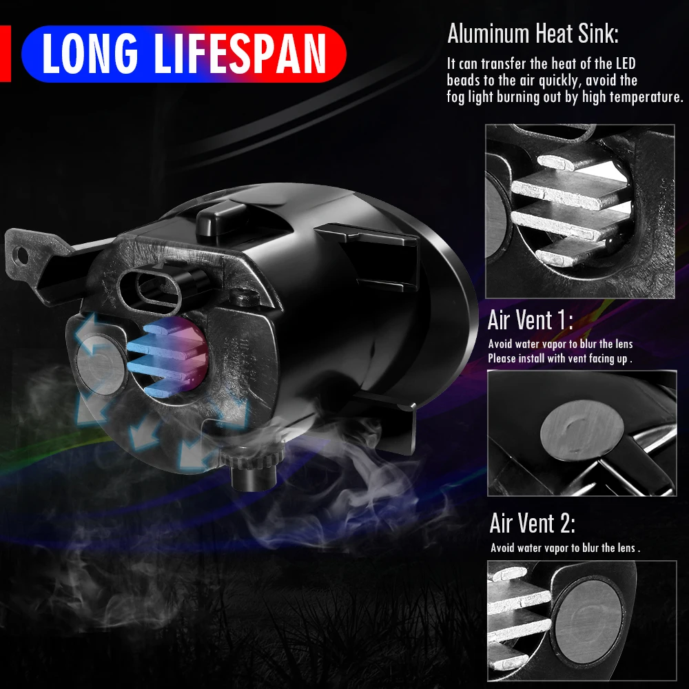 2 X Canbus Fog Light Assembly For Volkswagen VW Tiguan (5N_) 2012-2016 30W 6000LM Car LED Lens Fog Daytime Running Lamp 9006 12V