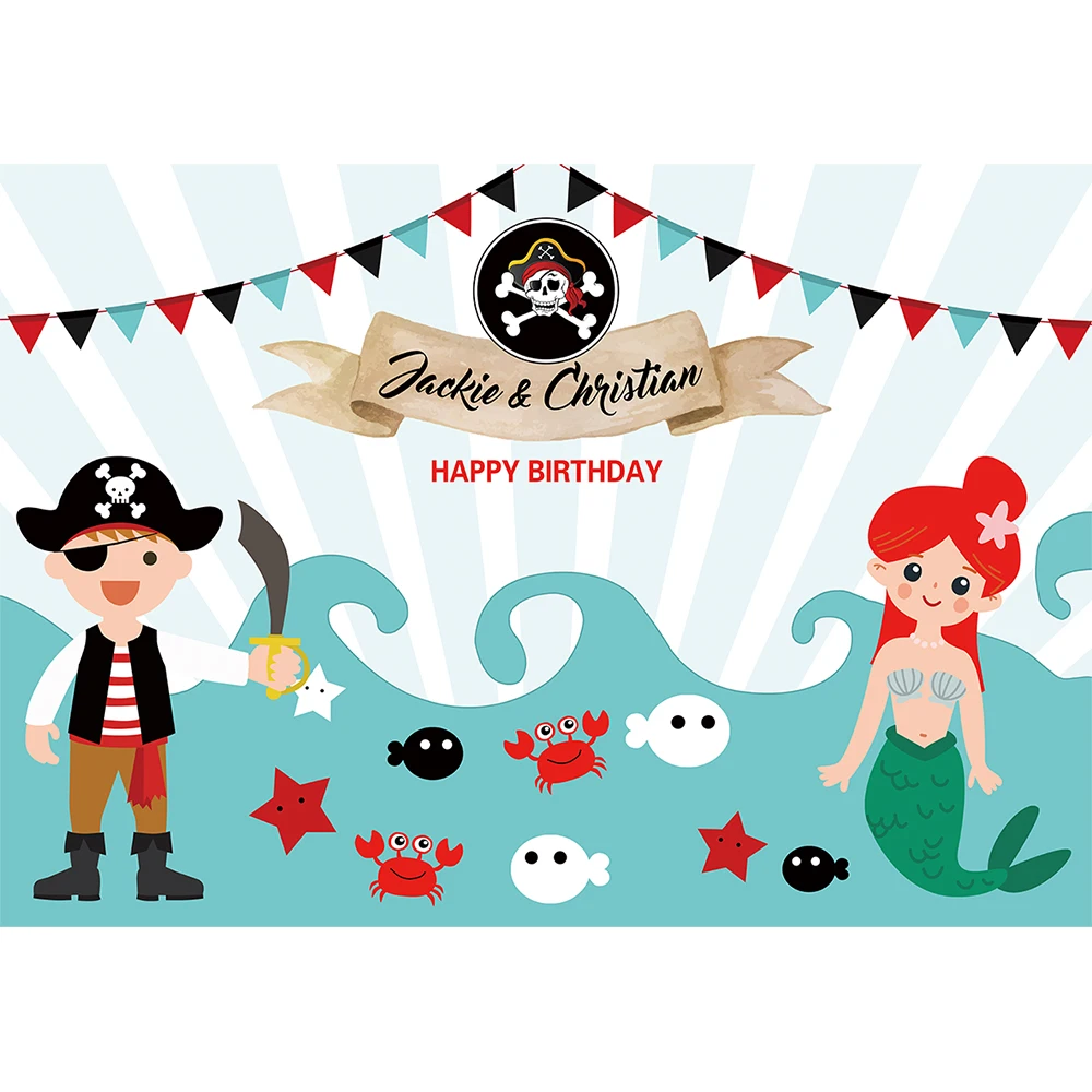 Funnytree Kinder Geburtstag Party Hintergrund Foto Studio Cartoon Pirate Meer Mond Schatz Segel Fotografie Hintergrund Photobooth