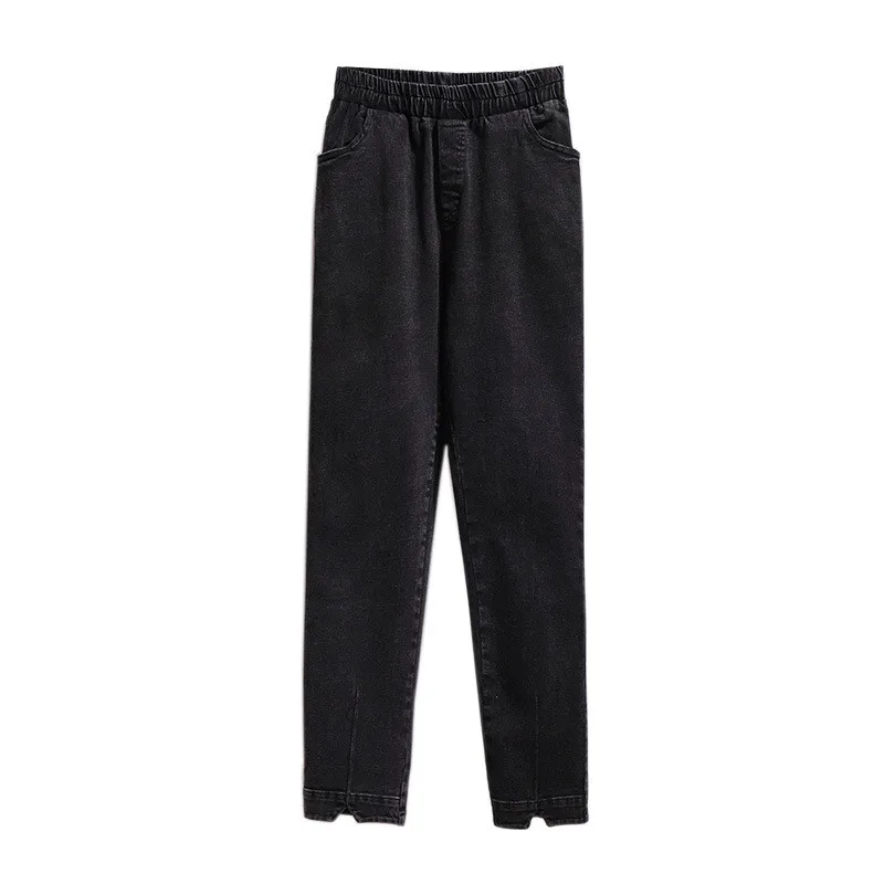 

Oversize Stretch Jeans Women Spring Autumn Elastic-Waist Loose Denim Casual Trousers High-Rise Straight Pants 6XL Women clothing