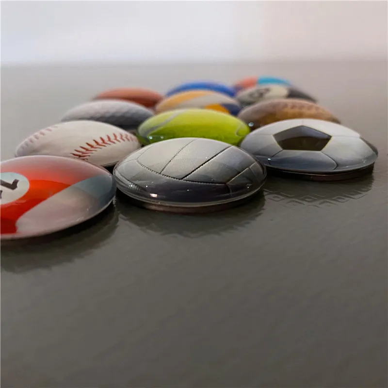 Glass Dome Football Magnetic Stickers Basketball Fridge Magnet Volleyball Billiards Refrigerator Note Holder Home Competition 30