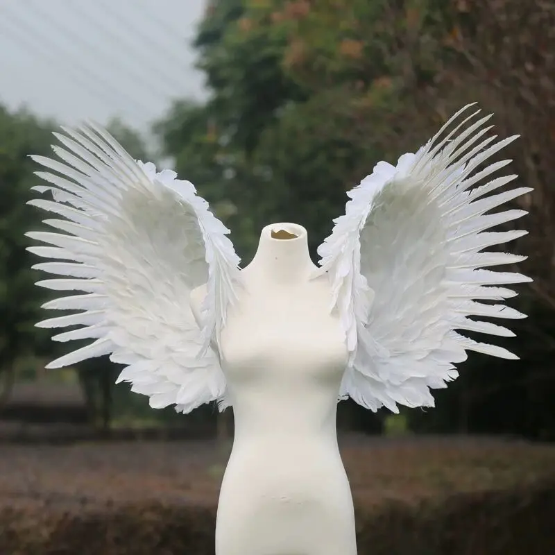 Costume d'Ailes d'Ange en Plumes Blanches et Jaunes, Accessoires de Performance sur Scène, de Carnaval, pour Cosplay, pour Adulte et Enfant