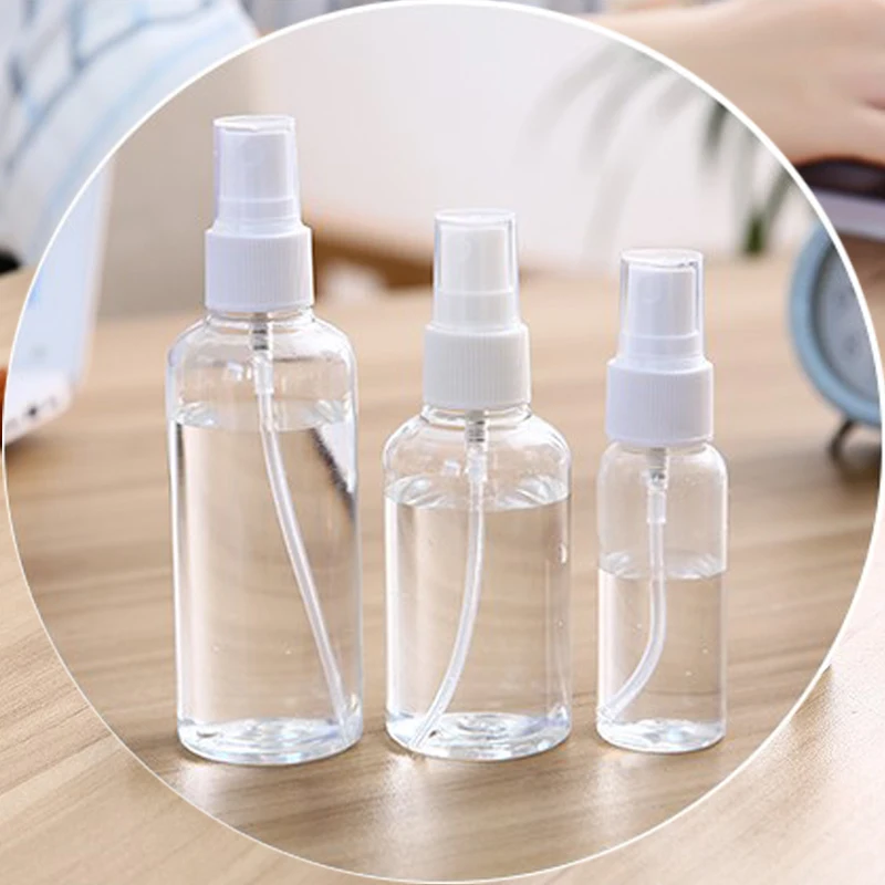 5pcs 10ml 20ml 30ml 50ml 100ml Transparent Empty Spray Bottles Plastic Refillable Container Empty Cosmetic Containers