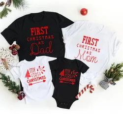 My First Christmas As Dad Mom Family Matching Clothes Father Mother Kids Shirts Baby Romper Cotton Family Look New Year's Outfit