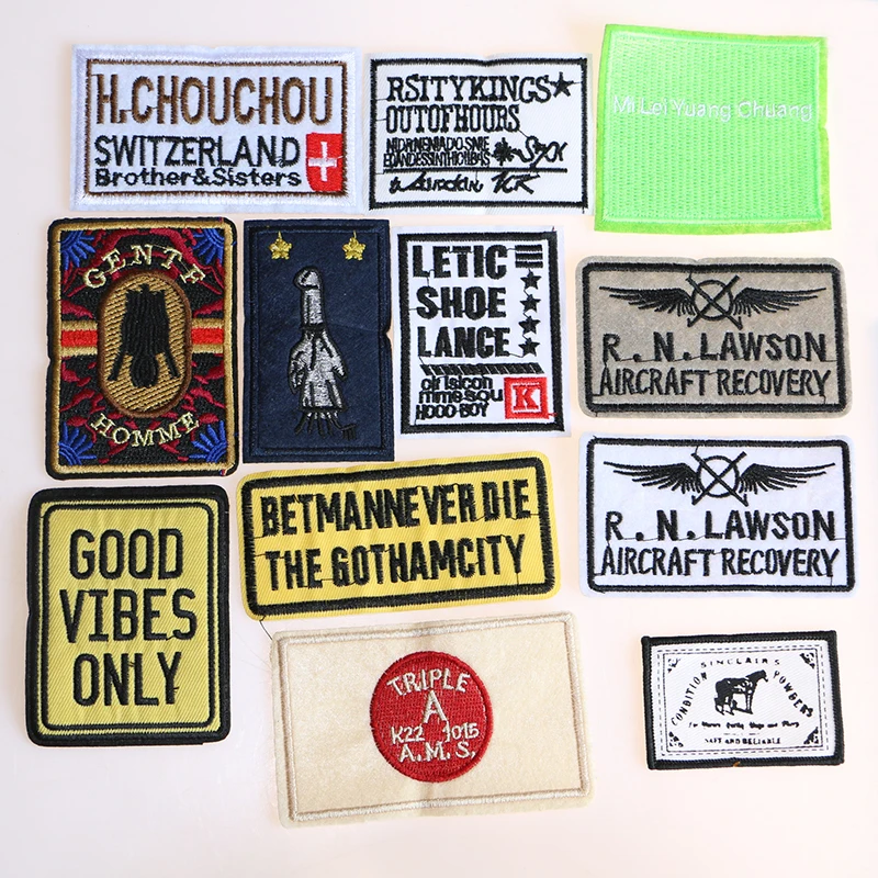 

Various rectangular letter patterns icon Iron on Patches for Clothing DIY Stripes Clothes Patchwork Stickers Custom Badges