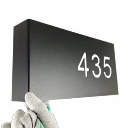 Modern House Number Home Address Sign Plaque Stainless Steel Black Bent Plaques Custom Made Available
