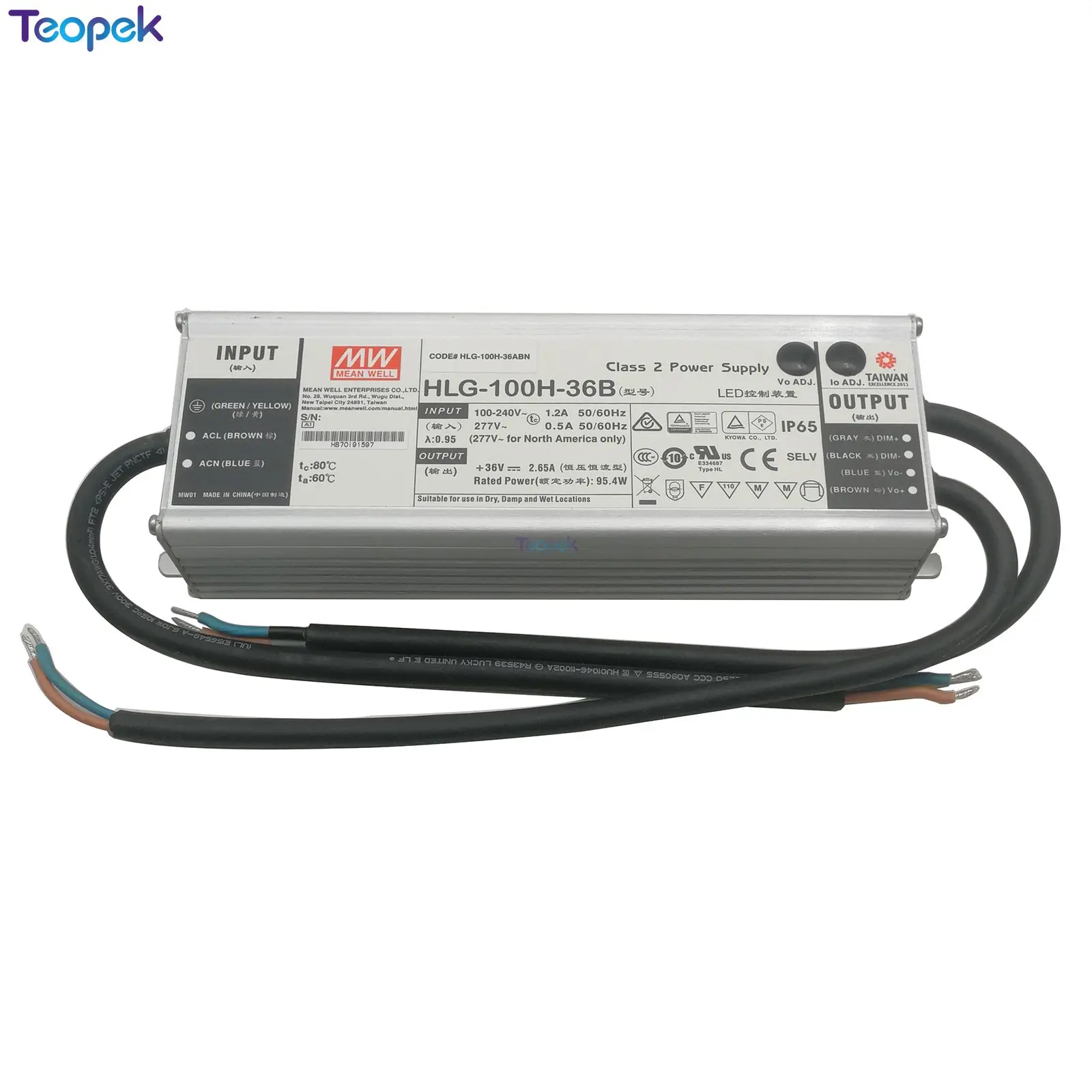 

Meanwell HLG-100H-36B 36V Dimmable LED Driver Power Supply IP67 Waterproof For CREE CXB3590 CXA3050 LED