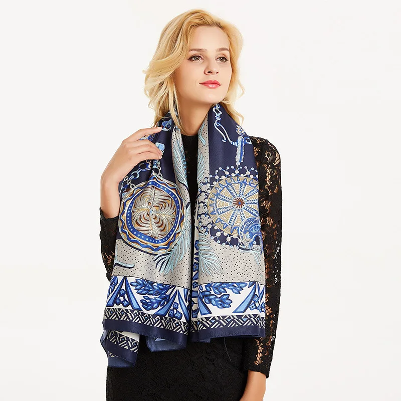 KOI LEAPING new woman Fashion silk Scarf Pattern Printing Square scarf Decoration Headdress Gift headscarf high quality Shawl